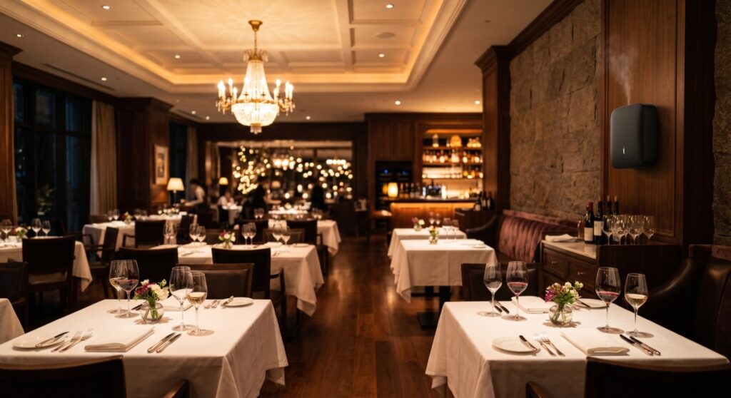 scent marketing for restaurants – cold-air diffuser in elegant restaurant dining room – Scentvita