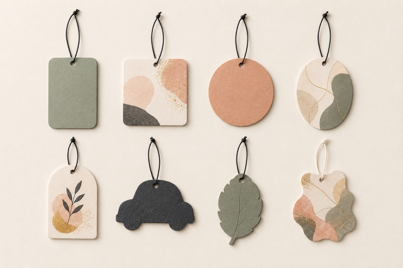 Rectangle, round, car and leaf shaped custom air freshener cards