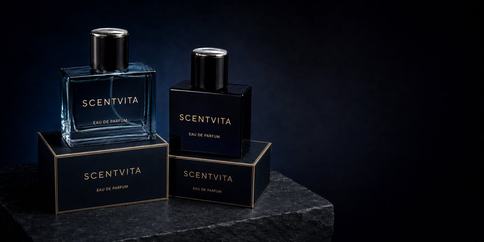 Private label full-size perfume bottles and cartons