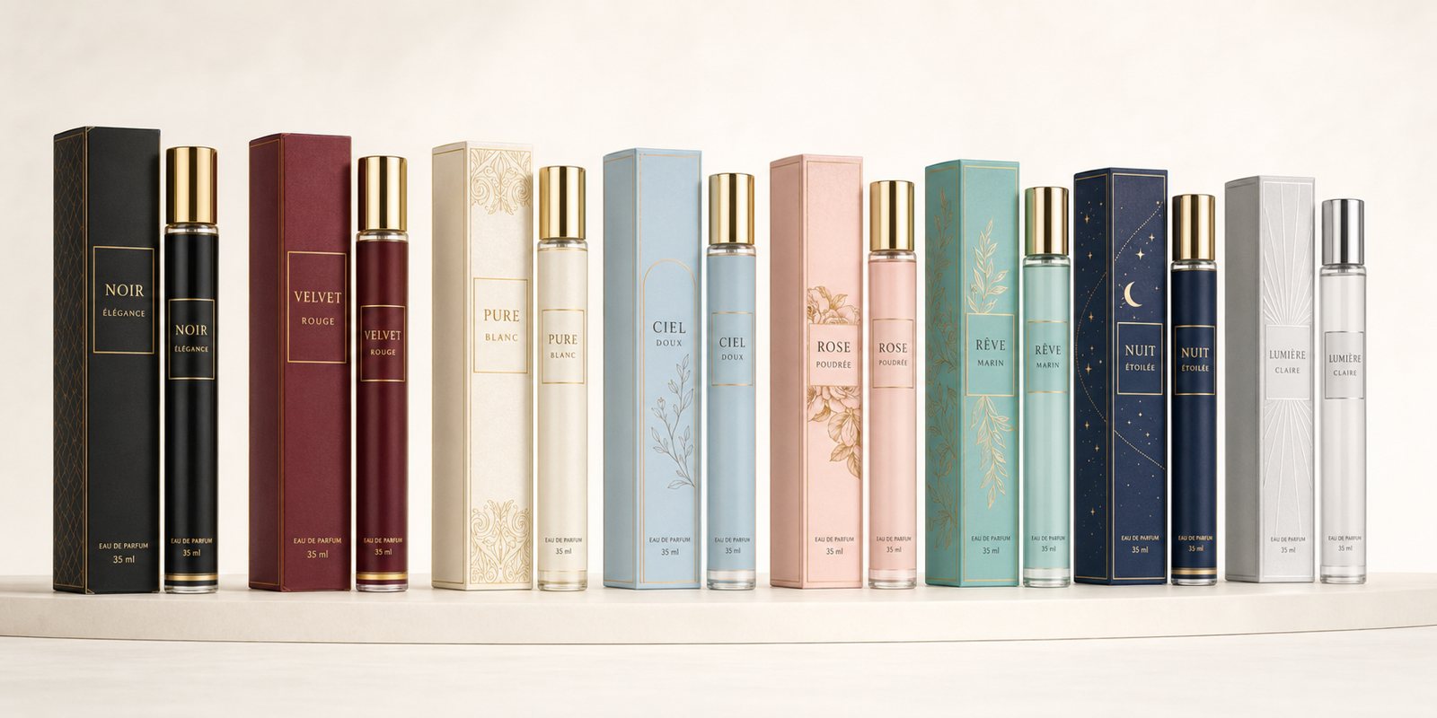 Private label slim perfume and carton packaging options