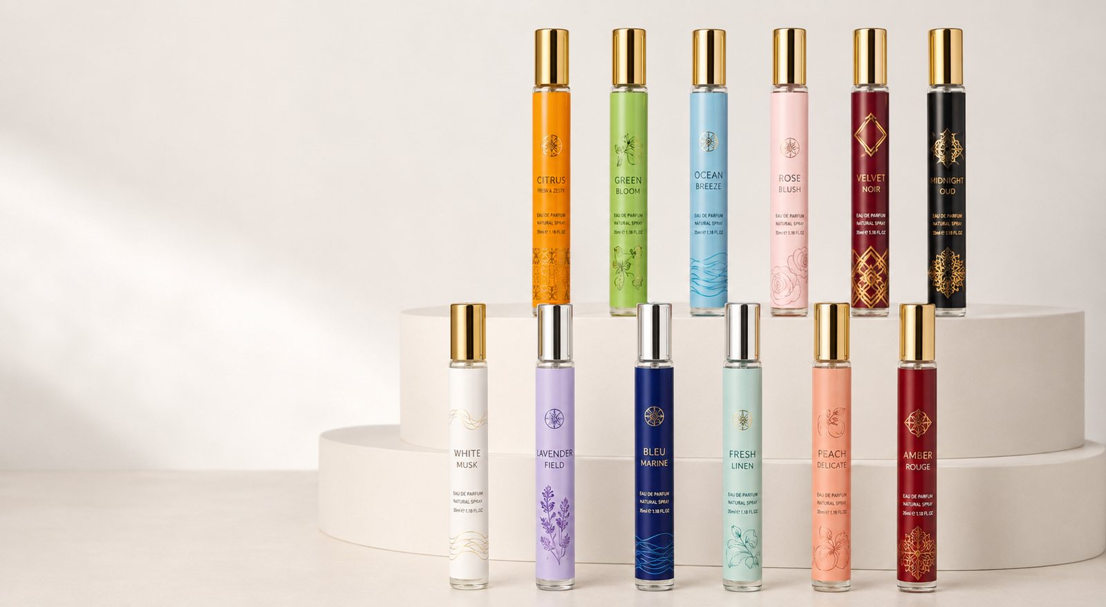 Slim private label spray perfume assortment