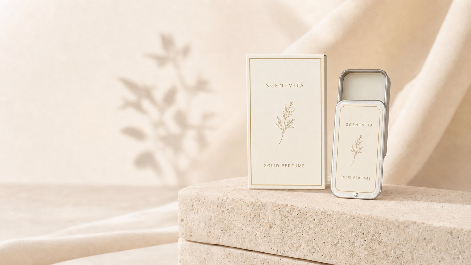 Private label solid perfume tin and box